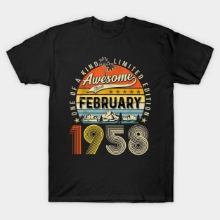 Awesome Since February 1958 Vintage 65th Birthday T-Shirt